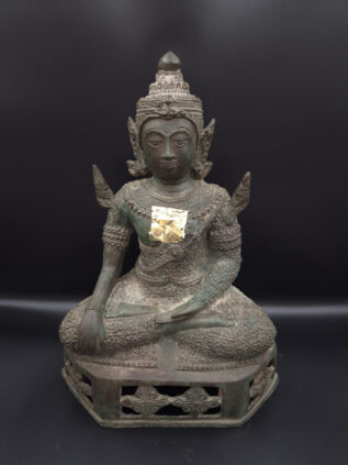 Crowned Earth-Touching Buddha Statue in Khmer-Influenced Style – 35 cm