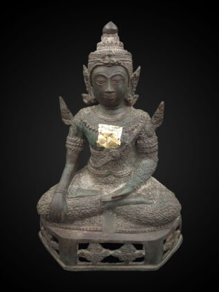 Crowned Earth-Touching Buddha Statue in Khmer-Influenced Style – 35 cm