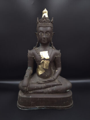Crowned Seated Buddha Statue in Khmer-Influenced Style – 37 cm
