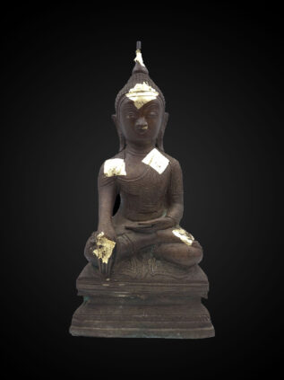 Lanna Style Bronze Earth-Touching Buddha Statue – 42 cm