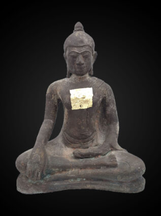 U-Thong Style Bronze Seated Earth-Touching Buddha – 26 cm