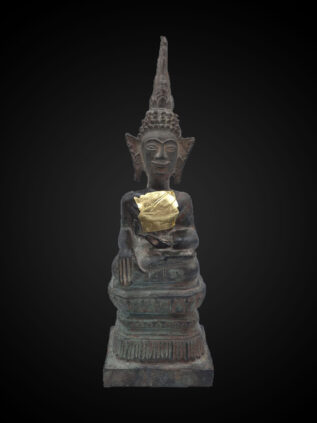 Lanna Style Bronze Seated Earth-Touching Buddha – 28 cm