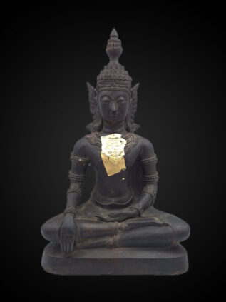 Khmer Style Bronze Crowned Earth-Touching Buddha – 37 cm