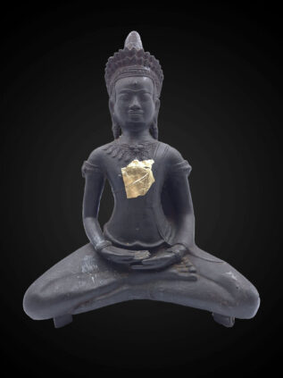 Khmer Style Bronze Seated Meditation Buddha – 34 cm