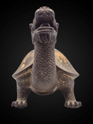Chinese Dragon Turtle (Long Gui) Statue with Symbolic Engravings – 25 cm