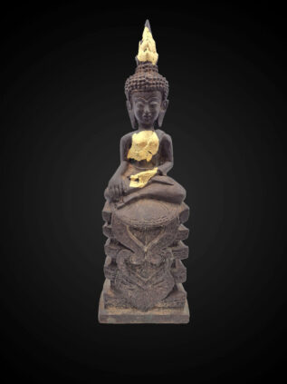 Thai Style Bronze Earth-Touching Buddha on Tiered Pedestal – 35 cm