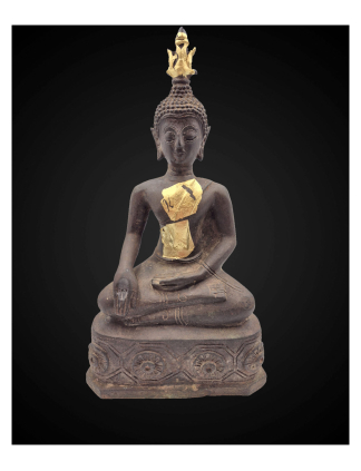 Thai Style Bronze Earth-Touching Buddha on Ornamental Base – 34 cm
