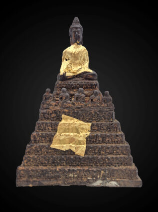 Rattanakosin Style Bronze Seated Meditation Buddha on Tiered Base – 16 cm