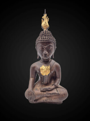 Lan Xang (Laos) Style Bronze Seated Buddha – 27 cm