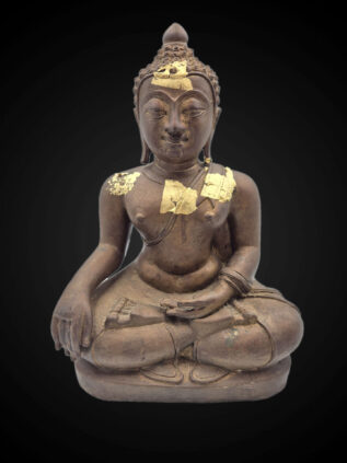 Ayutthaya Style Bronze Seated Earth-Touching Buddha – 34 cm