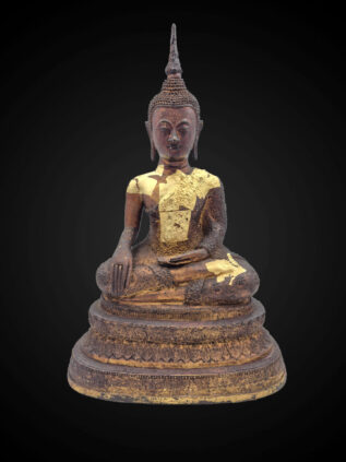 Rattanakosin Style Bronze Seated Earth-Touching Buddha – 37 cm