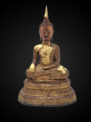 Rattanakosin Bronze Buddha Statue with Gold Leaf – 36 cm