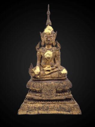 Rattanakosin Style Bronze Crowned Buddha Statue – 42 cm