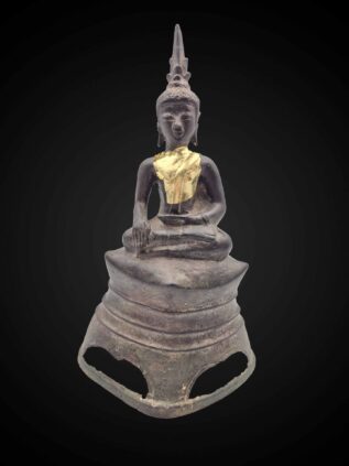 Ayutthaya Style Bronze Earth-Touching Buddha on Tiered Pedestal – 23 cm