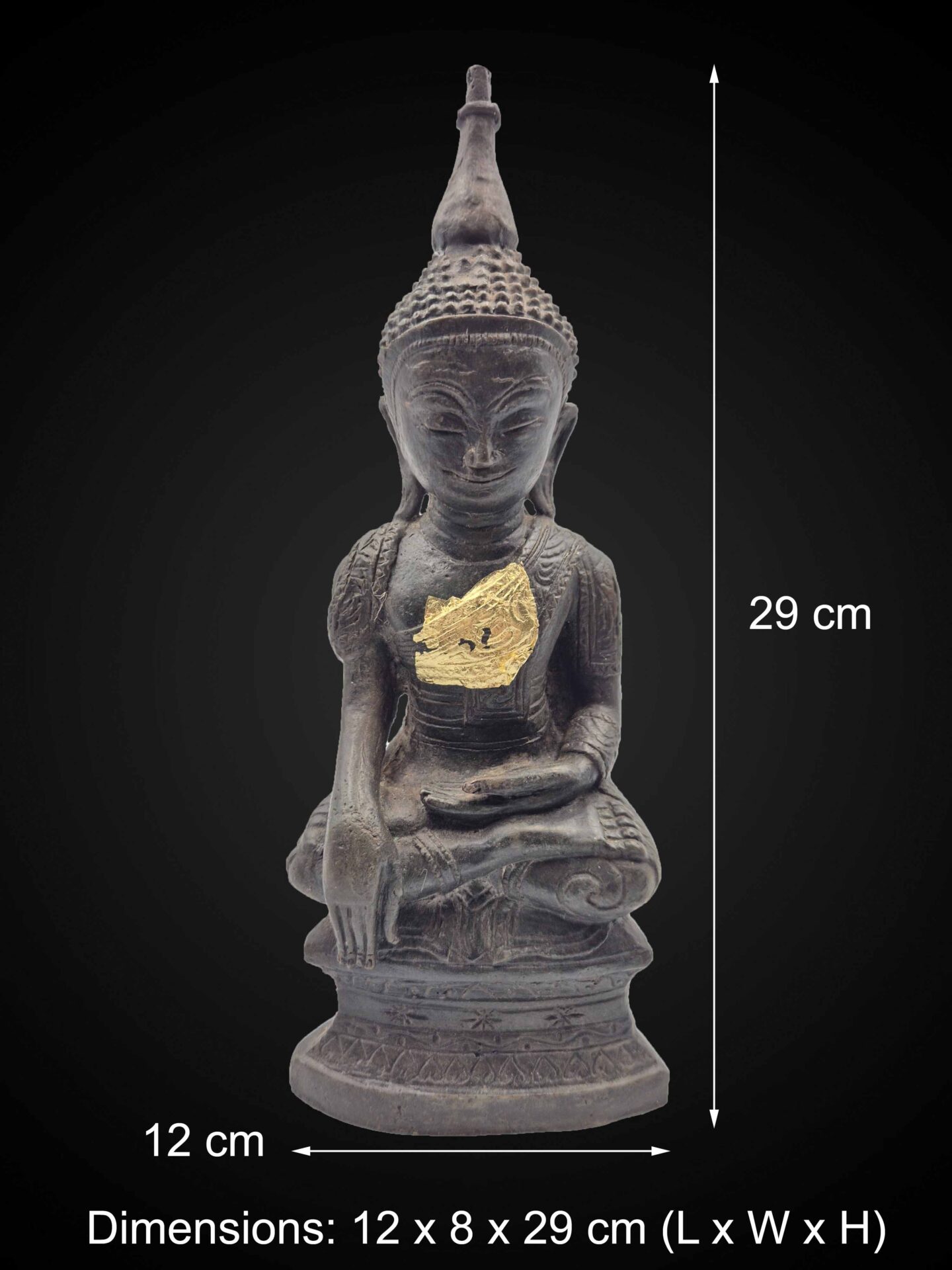 Shan-Style Bronze Earth-Touching Buddha Statue – 29 cm - Image 2