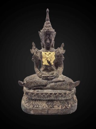 Lan Xang Style Metal Crowned Buddha – 23 cm