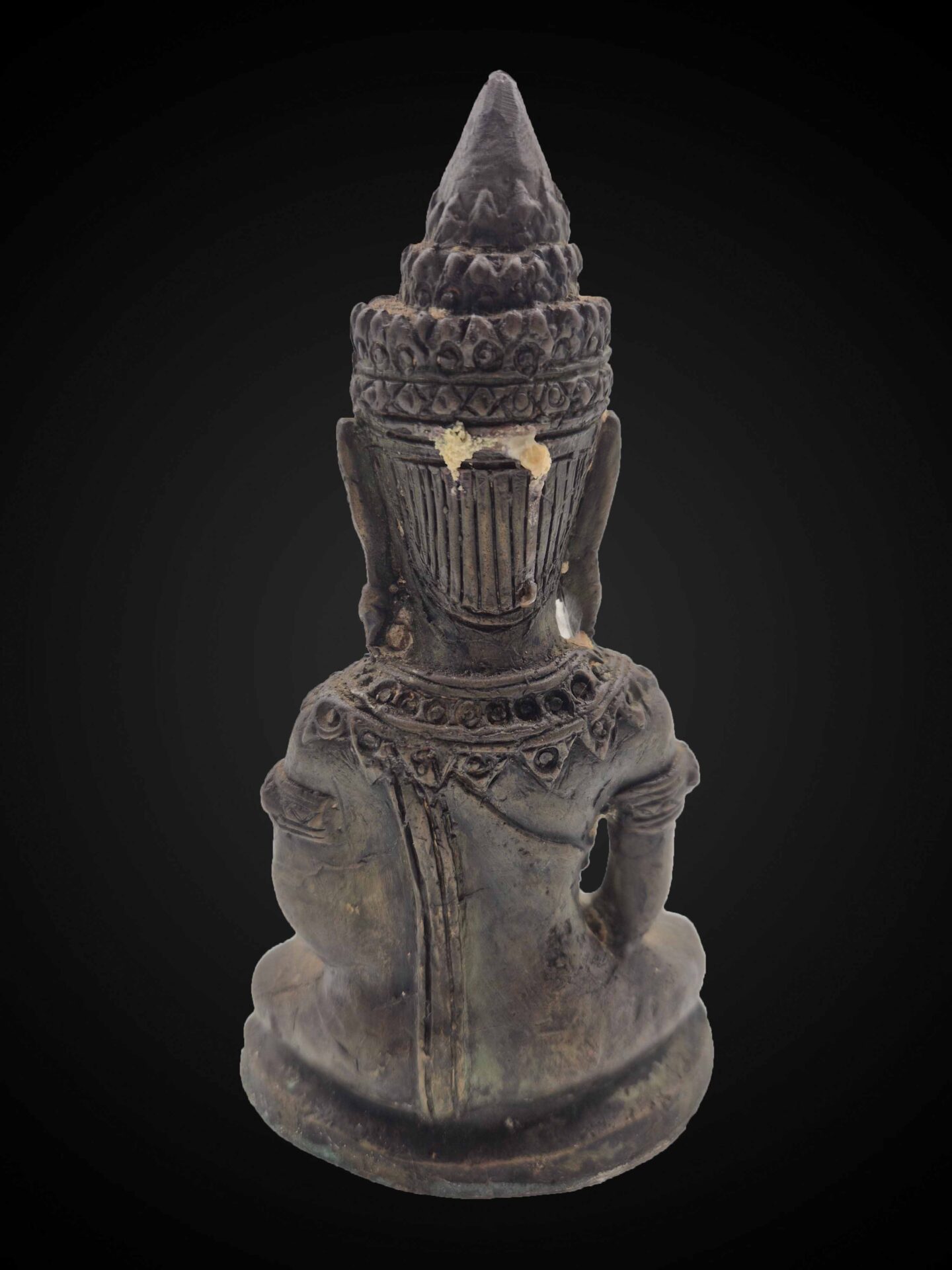 Khmer-Influenced Thai Bronze Crowned Buddha – 19 cm - Image 5