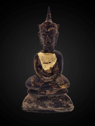Thai Phra Ngan Statue – Dark Patina Sukhothai-Inspired Devotional Figure 18 cm