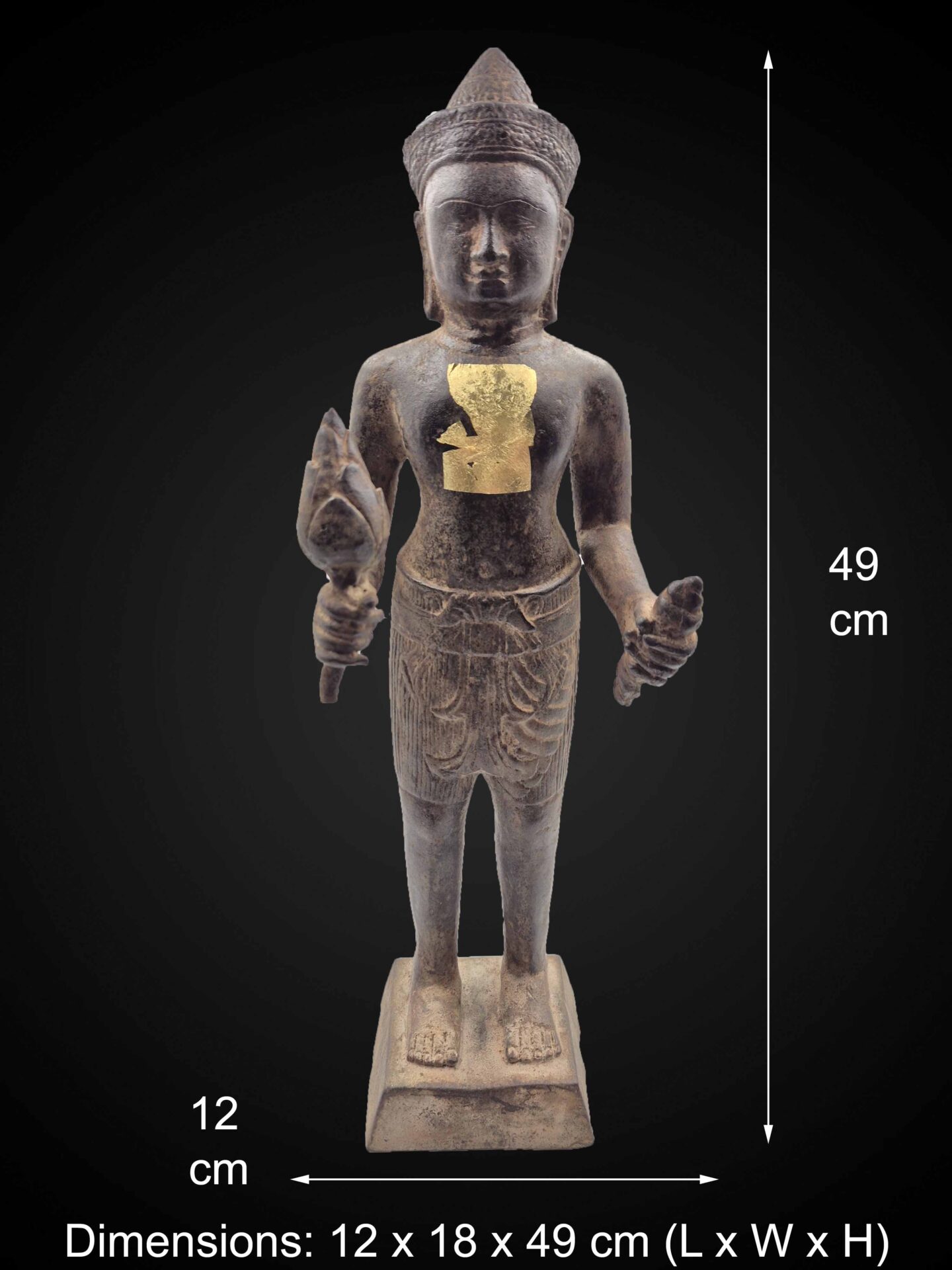 Angkor Style Bronze Standing Vishnu Figure – 49 cm - Image 2