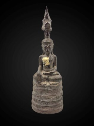 Lanna-Style Nak Prok Bronze Buddha – 36 cm