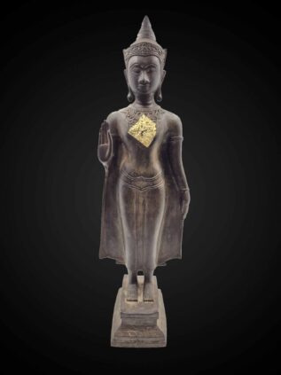 Lanna–Shan Style Standing Abhaya Buddha Bronze Statue – 50 cm