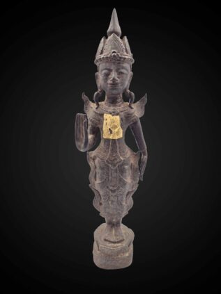 Lan Xang Style Bronze Crowned Standing Buddha – 38 cm