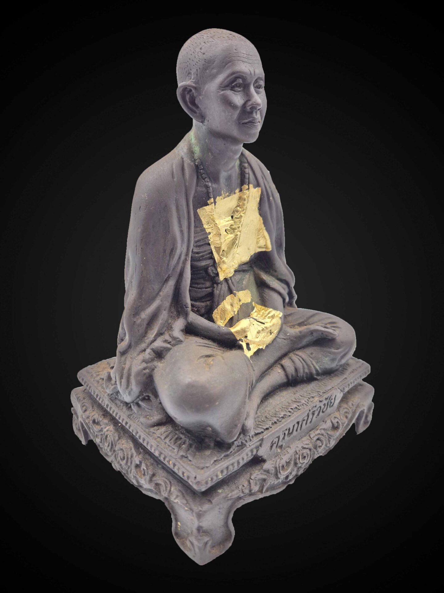 Kruba Srivichai Bronze Statue on Ornamental Pedestal – 20 cm - Image 3