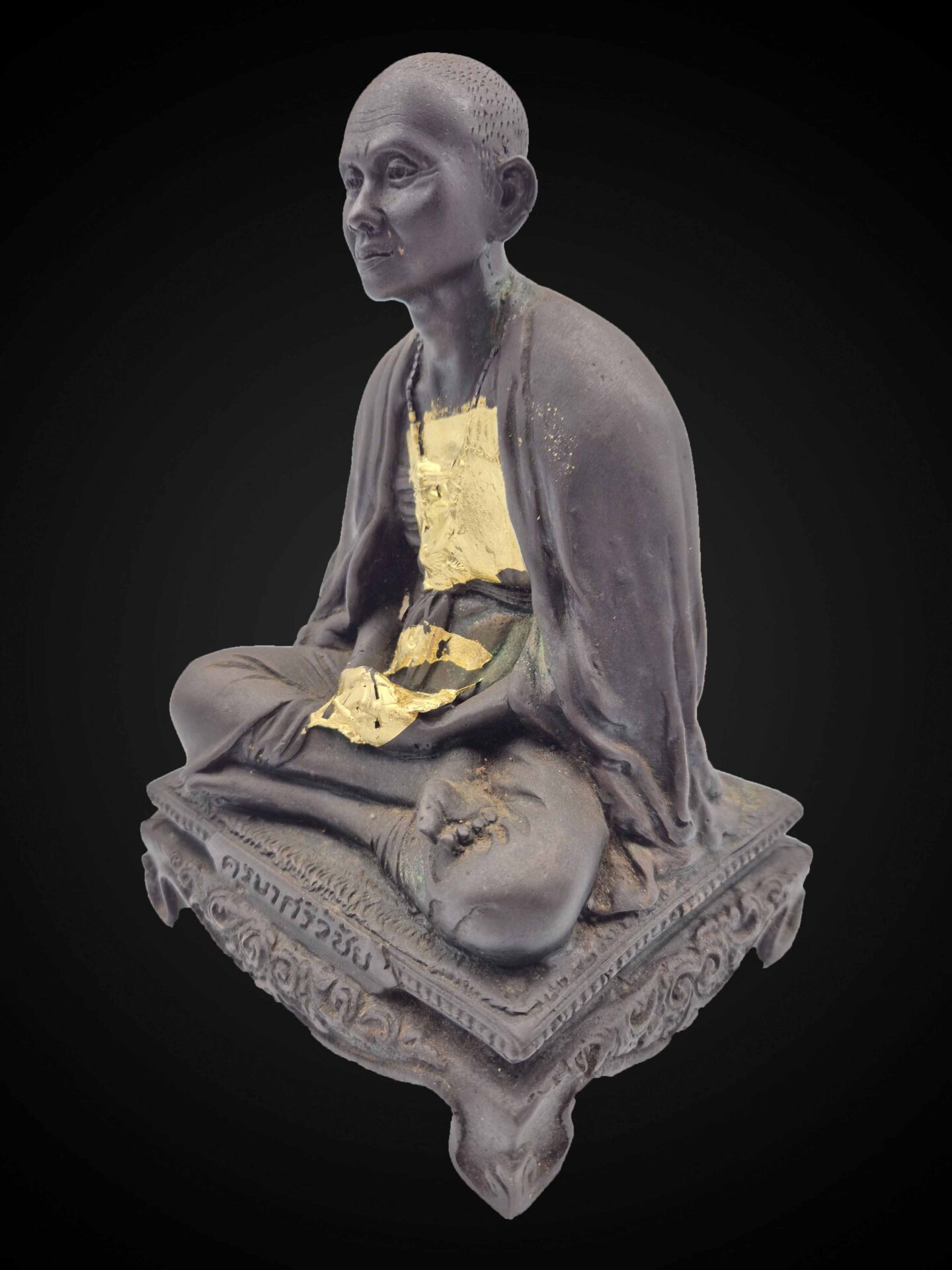 Kruba Srivichai Bronze Statue on Ornamental Pedestal – 20 cm - Image 4