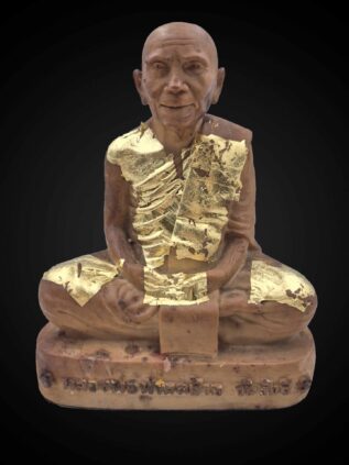 Luang Phor Kai Seated Monk Statue with Devotional Gold Leaf – 20 cm