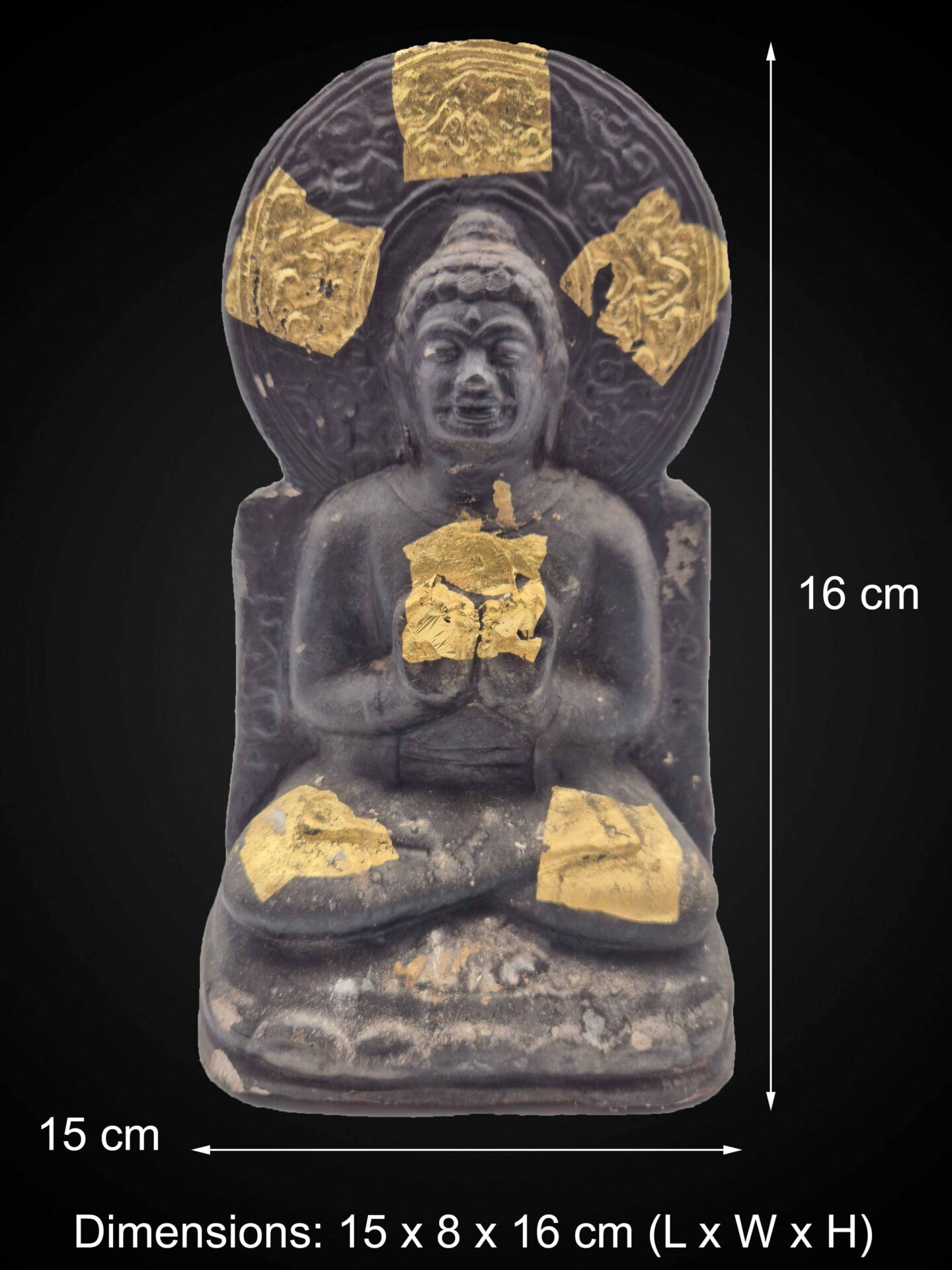 Dvaravati Style Bronze Tablet Style Buddha – 16 cm - Image 2