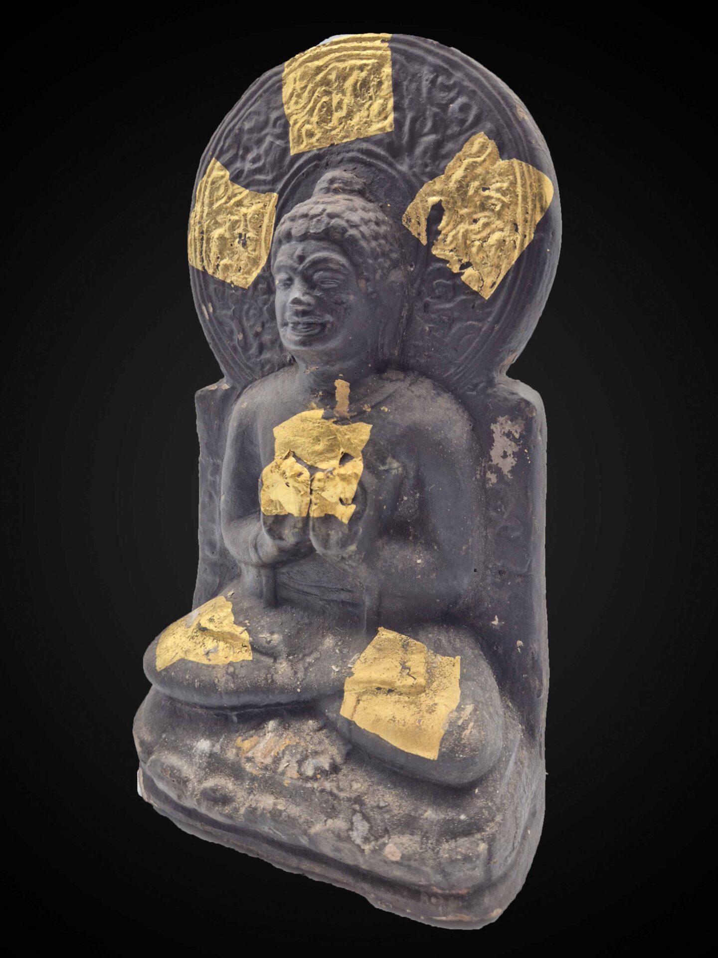 Dvaravati Style Bronze Tablet Style Buddha – 16 cm - Image 4