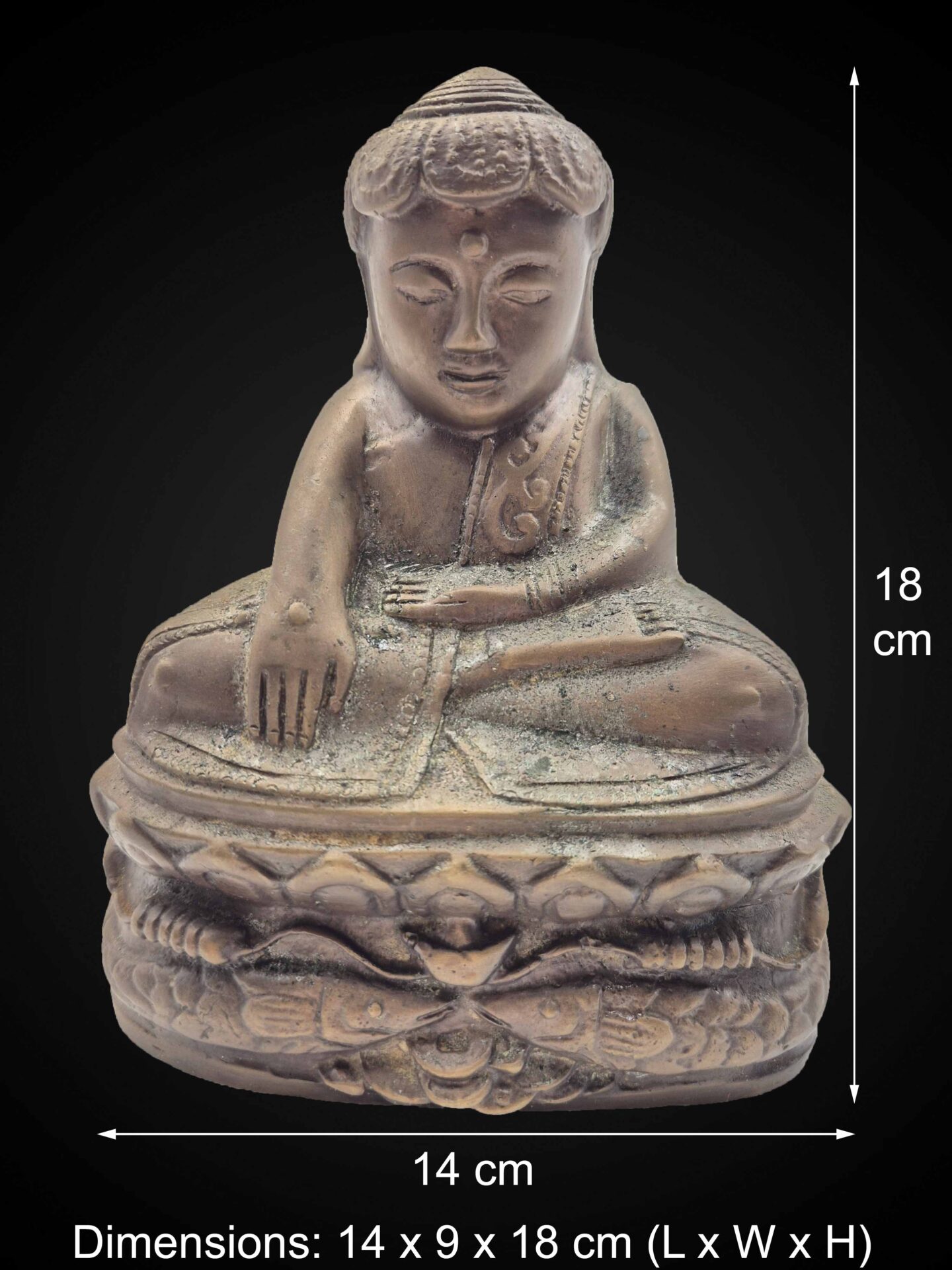Thai Bronze Phra Upakut with Leaf Hat – 18 cm - Image 2