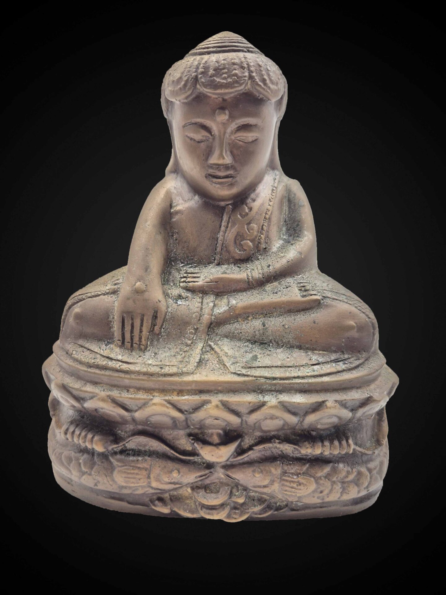 Thai Bronze Phra Upakut with Leaf Hat – 18 cm