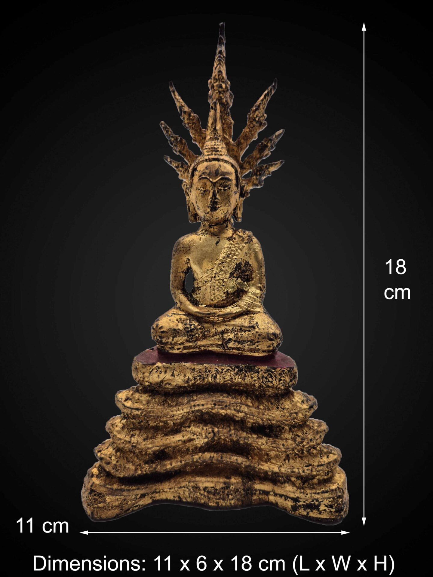 Rattanakosin Style Gilt Phra Nak Prok Buddha – 18 cm - Image 2