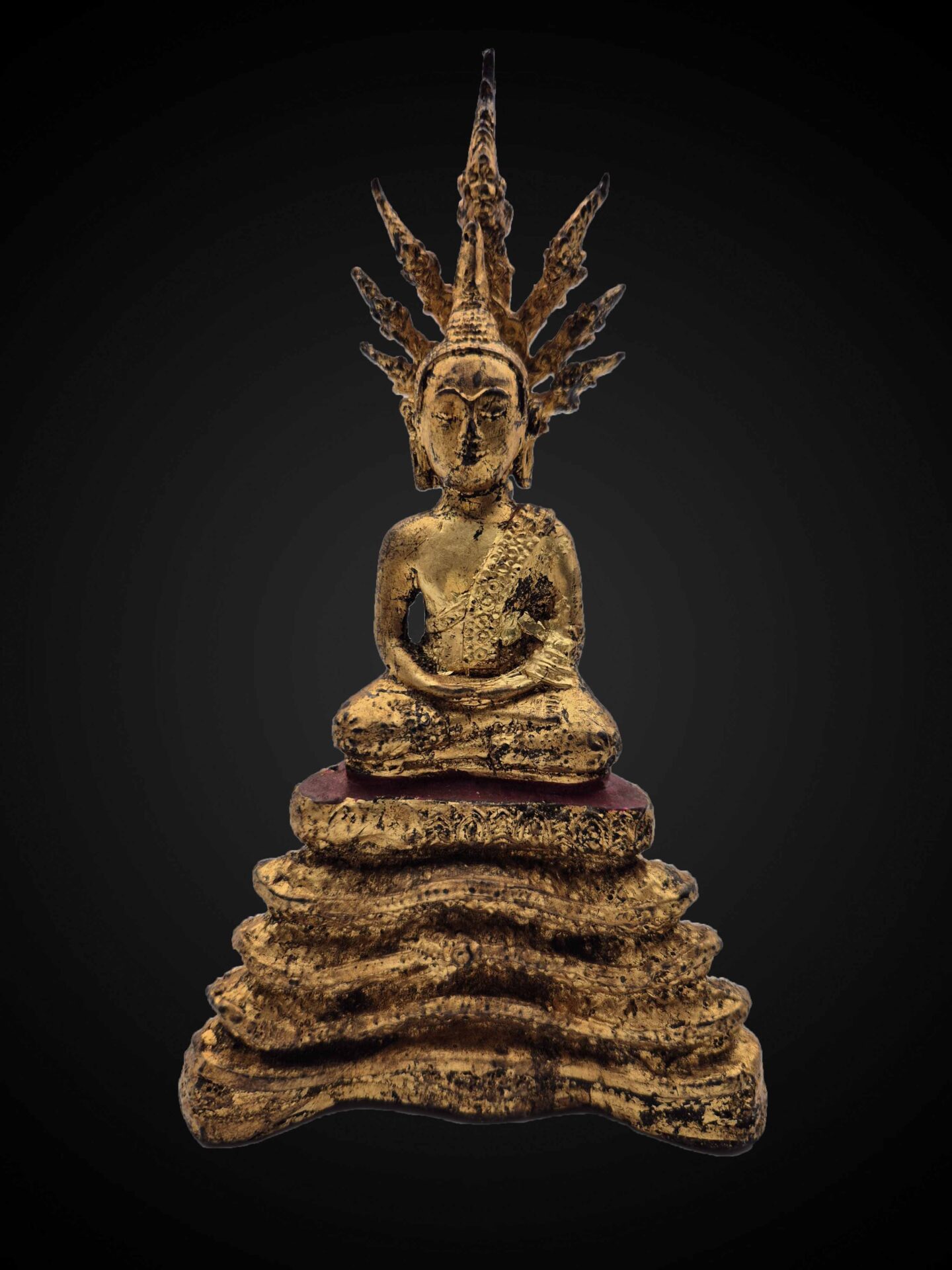 Rattanakosin Style Gilt Phra Nak Prok Buddha – 18 cm