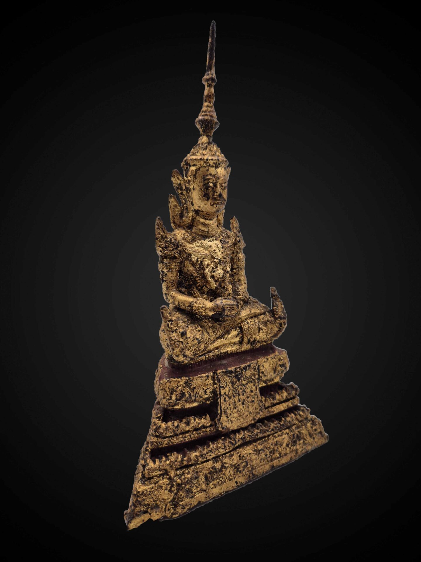 Rattanakosin Style Brass Crowned Seated Buddha – 22 cm - Image 3