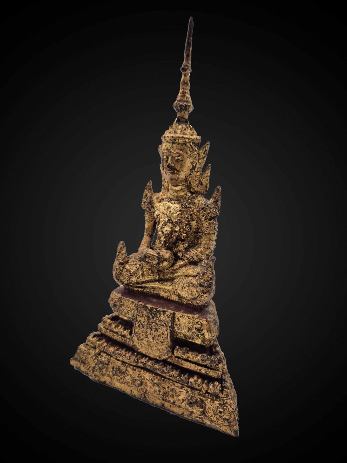Rattanakosin Style Brass Crowned Seated Buddha – 22 cm - Image 4