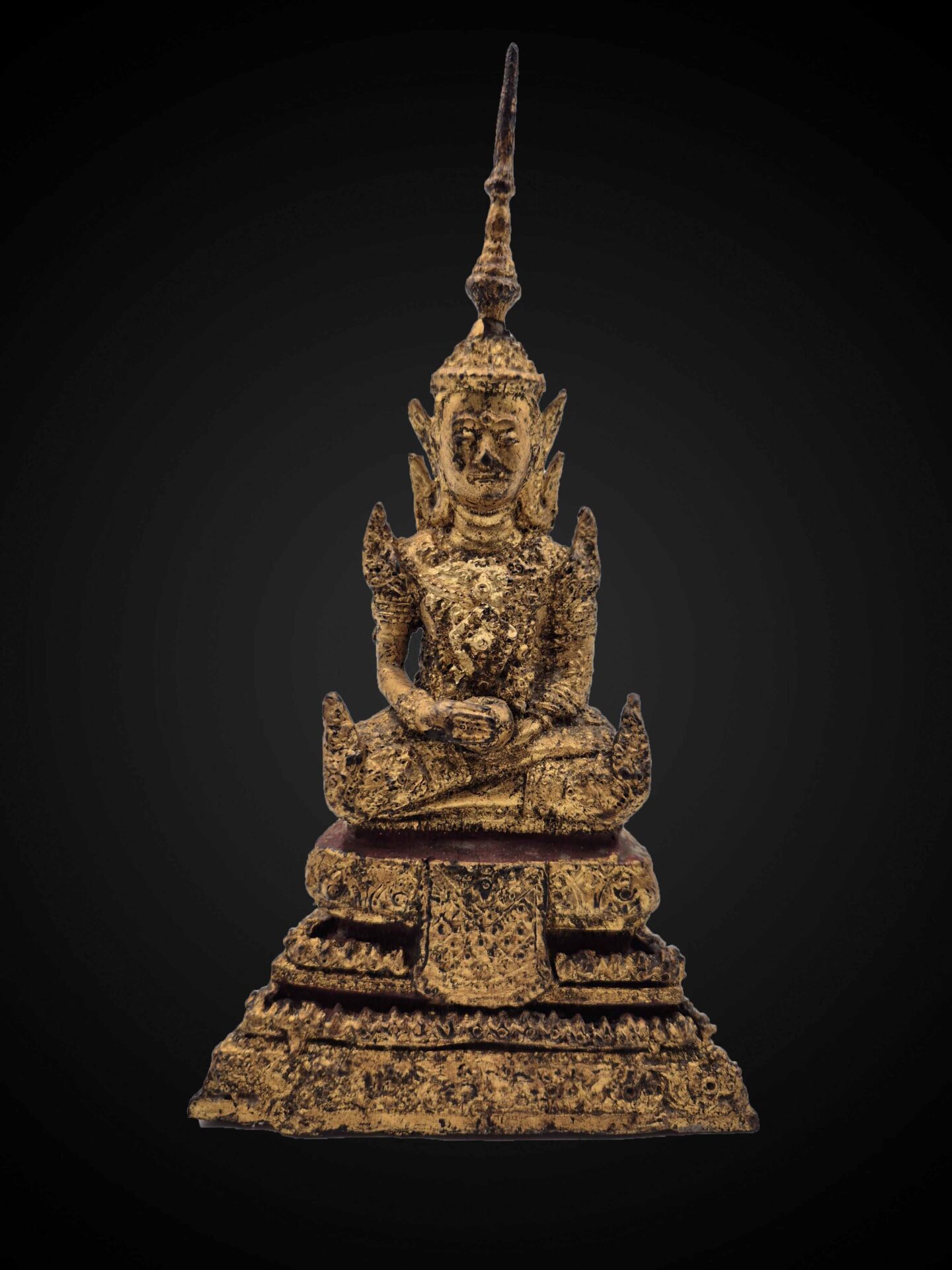 Rattanakosin Style Brass Crowned Seated Buddha – 22 cm