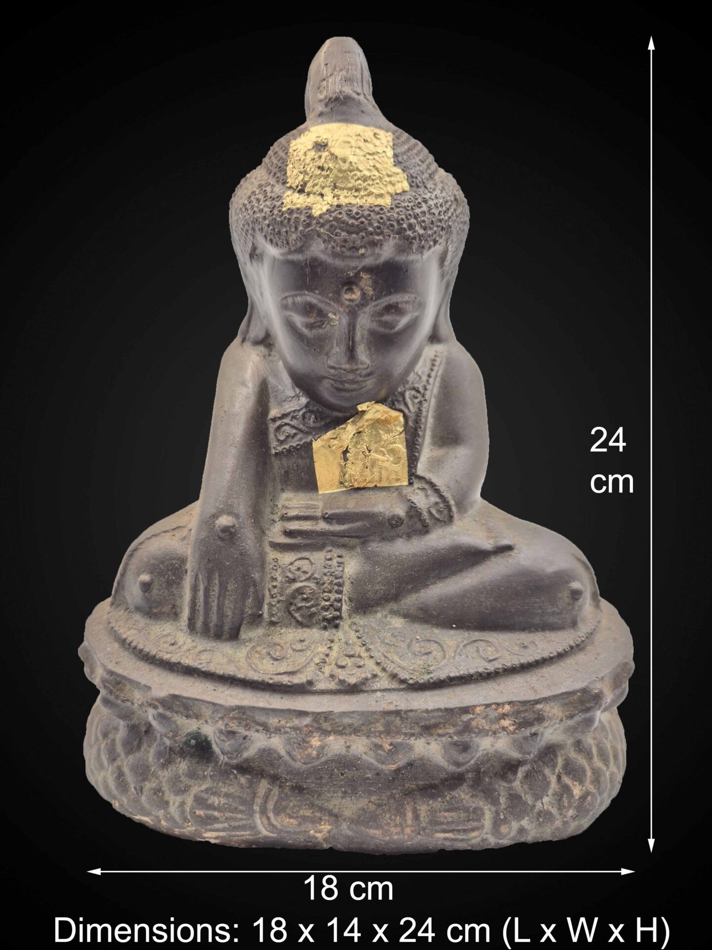 Shan Style Bronze Earth-Touching Phra Upkaut – 24 cm - Image 2